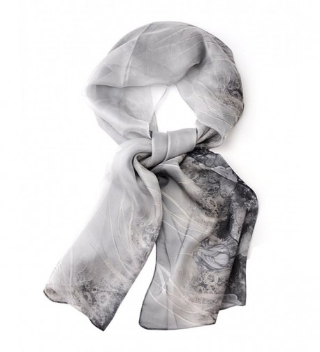 NYFASHION101 Women's Rose Garden See Through Print Elegant Scarf Shawl Wrap - Black/White - CY11WHUKBPH