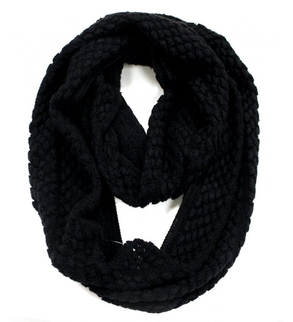 Modadorn New Arrivals Winter Textured Solid Infinity Scarf - 01 Black - C611HL6WWM7