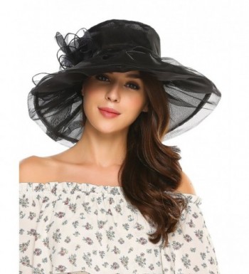 Zeagoo Women's Summer Organza Church Derby Fascinator Bridal Cap British Tea Party Wedding Sun Hats - Black - C3182AIC5TR