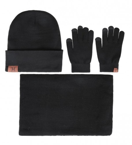 Winter Men Beanie Hat + Scarf + Touch Screen Gloves 3 Pieces Winter ...