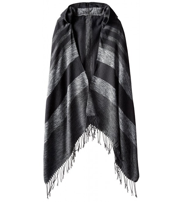 RAMPAGE Women's Striped Blanket Wrap with Hood - Black - CK122N8SXG1