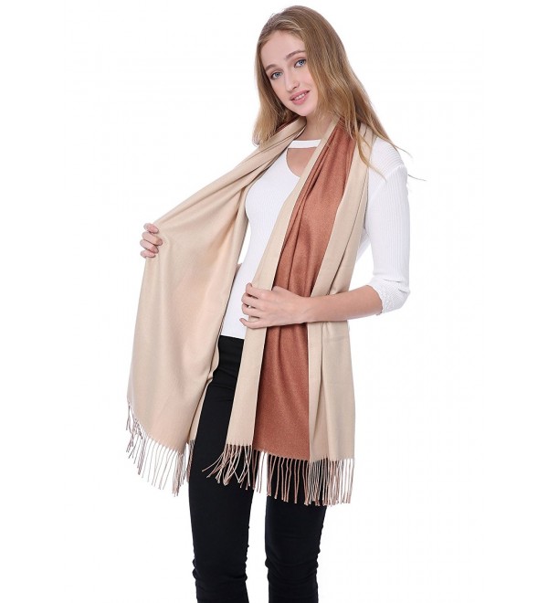 Cashmere Blend Pashminas Scarf Wraps Shawl Soft Warm 78" x 26" Reversible Scarves - Camel/Beige(12) - C5187HKHOID