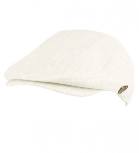 Men's Summer 100% Linen Front Snap Flat Golf Ivy Driving Cap Hat - White - CV126U9OGZV