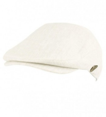 Men's Summer 100% Linen Front Snap Flat Golf Ivy Driving Cap Hat - White - CV126U9OGZV