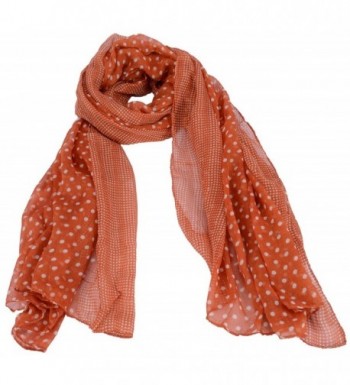 Simplicity Elegant Voile Scarf with Large & Small Polka Dot Detail- Wrap/ Shawl - Orange - CC11HUED7FV