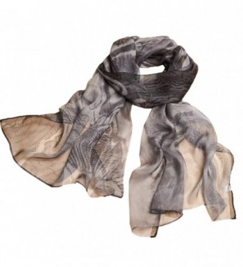 Ysiop Womens 100% Silk Scarves Lightweight Sunscreen Shawls and Beach Wraps - Black 2 - CM17YL5E7D0