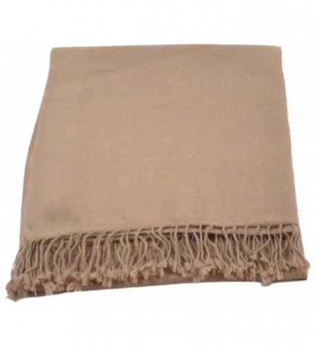 CJ Apparel Solid Color Design 100% High Grade Wool 2 Ply Shawl Pashmina Scarf NEW - Brown - CP12F62Z0XZ