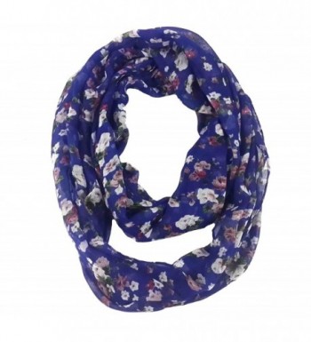Lina & Lily Women's Floral Print Lightweight Spring Autumn Infinity Loop Scarf - Navy Blue - CG11P76QHSN
