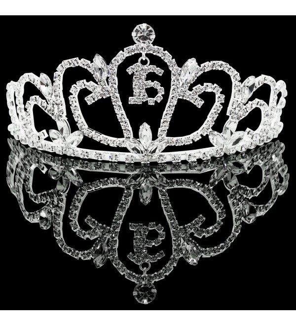 Crystal Rhinestone Sweet 16 Floral Heart Tiara-Sliver 6 - Sliver_6 - C812MM93TG5