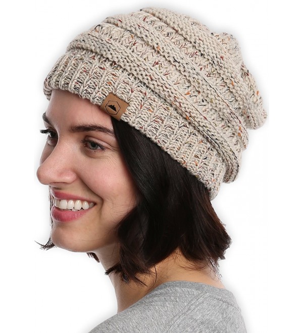 Cable Knit Beanie Tough Headwear - Off White Confetti - CB184ALMRX7