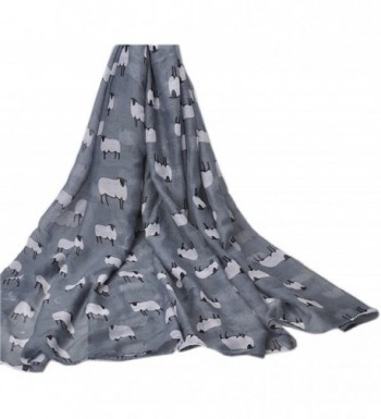 Bettyhome Lovely Cartoon Sheep Print Women's Scarf Shawl Lightweight 70.87 inch x 35.43 inch Diff Color - Gray - CE12OI1T7I2