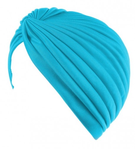 Twisted Pleated Stretchable Polyester Bathing - Turquoise Blue - CK11LO2KHJT