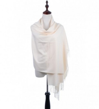 BYOS Versatile Oversized Soft Cashmere Shawl Scarf Travel Wrap Blanket W/ Tassels- Many Colors - Ivory - CH186I3EZUK