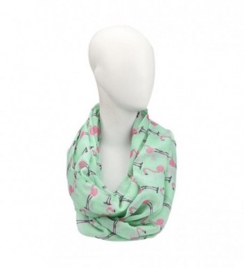 TAORE Premium Soft Multicolor Flamingos Pattern Print Infinity Scarf - Green - CL12LAV18Y5