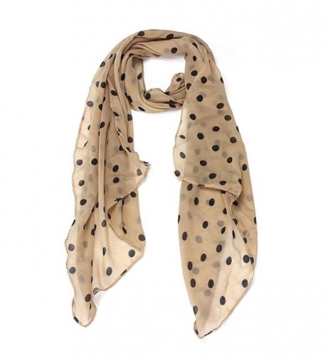 Qingfan Lightweight Scarves: Fashion Stylish Soft Silk Chiffon Scarf Wrap Polka Dot Shawl For Women Girls - Beige - C4185QUOIXH