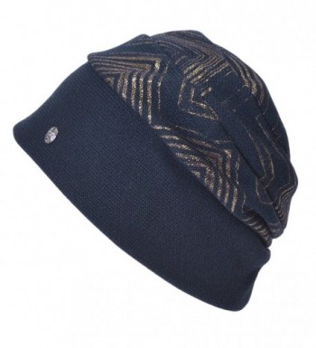 Casualbox Charm Womens Winter Beanie Hat Gold Classy Elegant Ladies Emblem Lady Fashion - Navy - CO12MFZV1MF