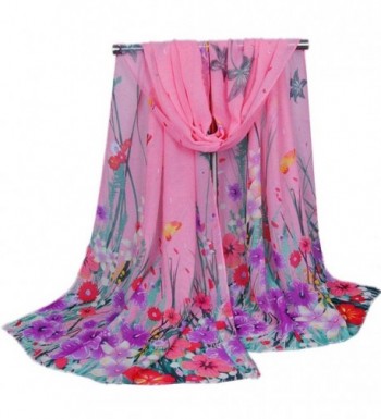 Creazy Women's Ladies Chiffon Soft Scarves Long Wraps Shawl Beach Silk Scarf - Pink - C112HQMERNR