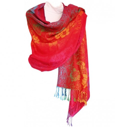 KMystic Colorful Silk Pashmina Scarf Shawl Wrap - Red - C311A9LPR5J