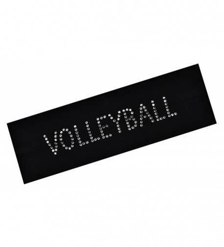 VOLLEYBALL Rhinestone Cotton Stretch Headband - Black - CR11CQW9337