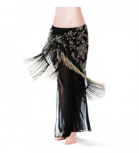 ROYAL SMEELA Women's Dual color Tassel Belly Dance Hip scarf - Gold - C812IR213OL