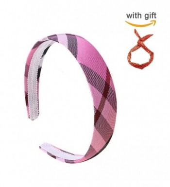 Fashion Plaid Wide Headband women Girl Fashion solid Hair accessories - Pink - CQ1850OLENO