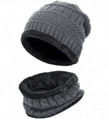 Loritta Men Beanie Hat Scarf Set Winter Warm Knit Hat and Infinity Scarf Gift Set - Hat and Scarf -Gray - CV184X8ALWN