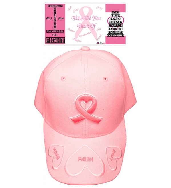 Pink Ribbon Cap Breast Cancer Awareness Hat Embroidered Womens Faith Hope Love - CA12N45JBW7