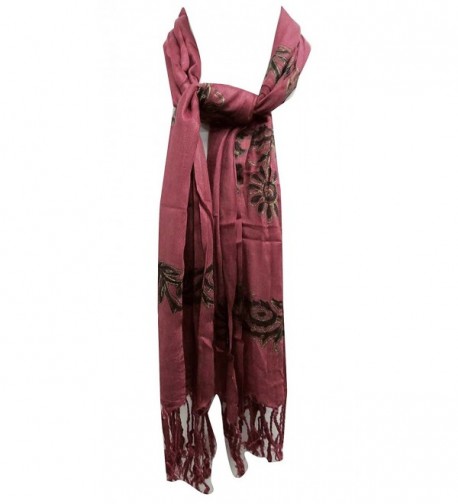 Cotton Scarf Indian Fashion Wear Summer Scarves Bandana Rectangle 62 X 27 Inches - Mauve - CF11O6MMODB