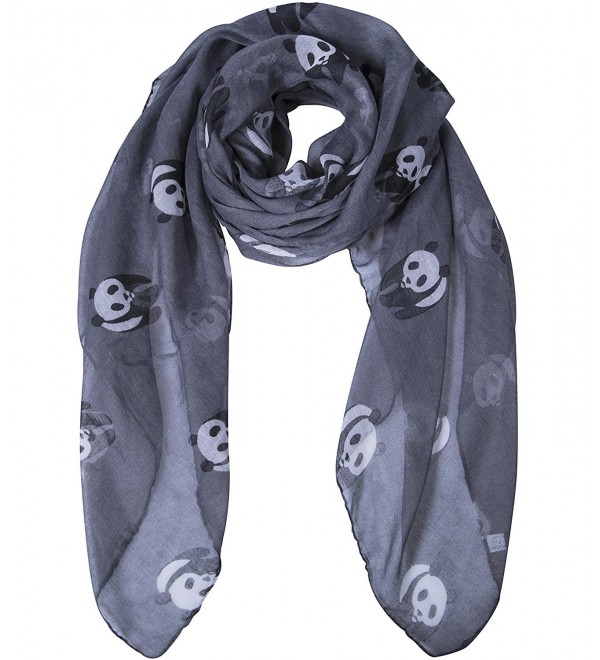 Fasker Animal Scarf Panda Giraffe Print Lightweight Voile Fashion Scarves Shawl - Style 01-dark Gray - CA189HQ3KHK