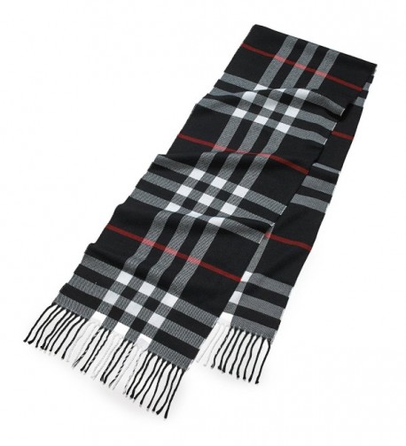 Cashmere Feel Weather Elegant Clara Clark - Black/White Plaid With Red Accent - C2185O763NI