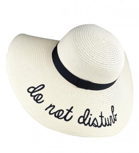 DRESHOW Floppy Sun Hat For Women Large Brim Straw Beach Hats With Saying Roll up Packable UPF 50+ - Ivory - CM1807O7XZC