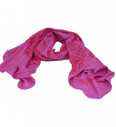 Women's Printed Ohm Prayer Meditation Yoga Scarf - Magenta - CS1874TMMLM