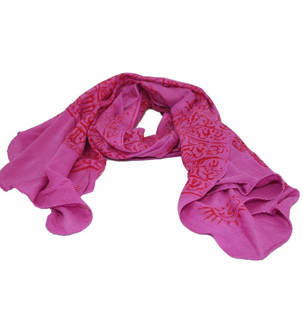 Women's Printed Ohm Prayer Meditation Yoga Scarf - Magenta - CS1874TMMLM