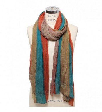 Scarfand's Light Weight Rainbow Color Chiffon Scarf - Rainbow Teal-brown - CV11M3P80X1