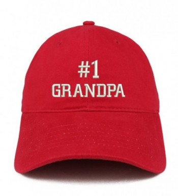 Trendy Apparel Shop Number 1 Grandpa Embroidered Low Profile Soft Cotton Baseball Cap - Red - C0184UUSELR