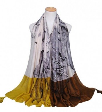 Rumas Fashion Women Printing Tassels Long Soft Wrap Shawl Cotton Scarf Scarves - Yellow - C612MNU42HD