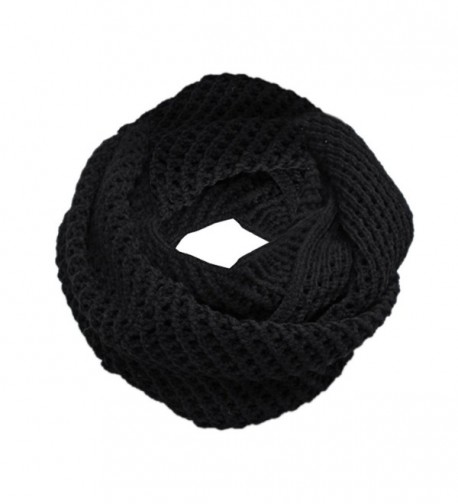 Unisex Hollow Out Knitted Circle Scarf - Black - C111DO510ZJ