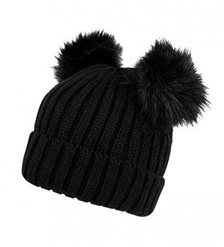 Opromo Womens Winter Chunky Ears Black in Women's Skullies & Beanies