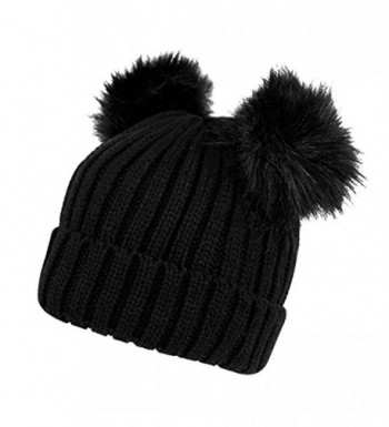 Opromo Womens Winter Chunky Ears Black in Women's Skullies & Beanies