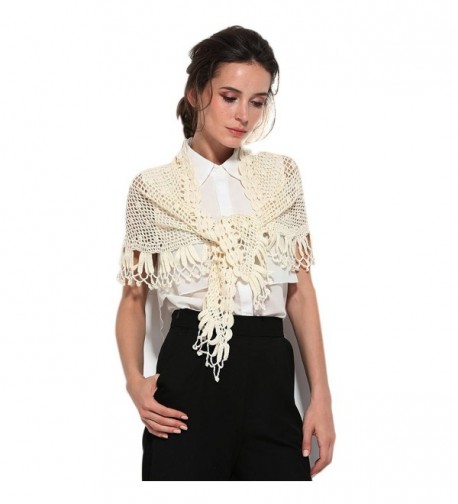 ZORJAR Wool Winter Knitted Scarf Crochet Triangle Fashion Scarves For Women - Off White - CR12O34FAG9