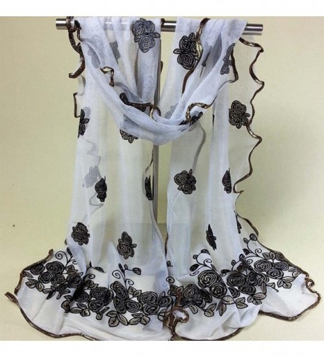 CreazyWomen Vintage Scarf Lace Gauze Rose Flower Veil Scarves Shawl ...