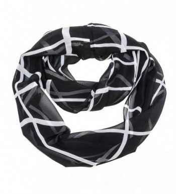 Geometric Square Lines Infinity Scarf - Black - C611KKAQANV