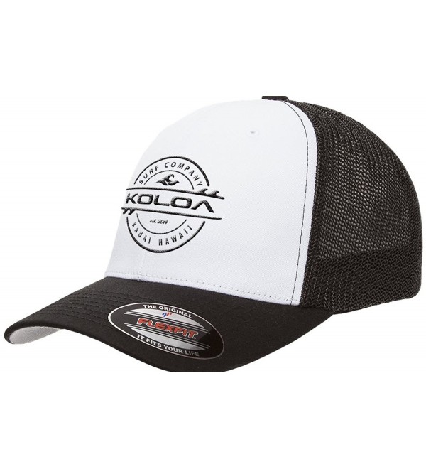 Koloa Surf Co. Premium Embroidered Thruster Logo Flexfit 6511 Truckers Caps - White-black Mesh With Black Logo - C312E36IW99