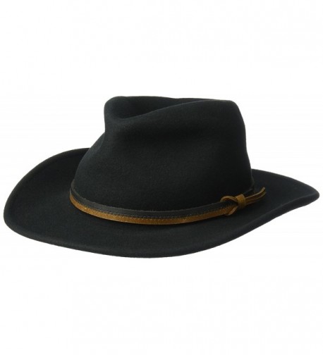 Country Gentleman Men's Outback Wool Drop Brim Fedora Hat - Black - C612G57CCBN