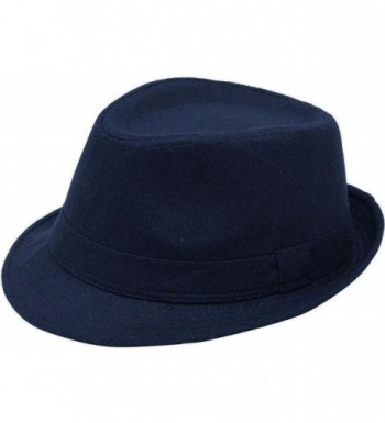 Fashion Wear Manhattan Fedora Hat Design for Men - Navy - C911FQZX6GV