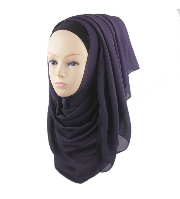 ManY Chiffon Jersey Hijab Scarf Wrap for Women Solid Color Scarf Lightweight - Style-014 - C0183OIILNX