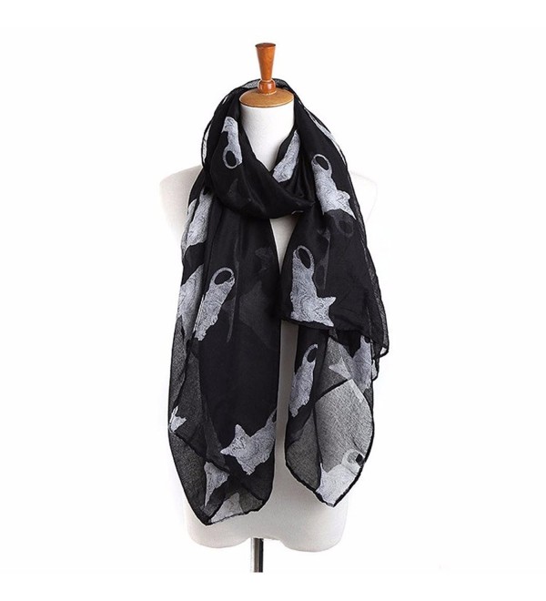 Tuscom Women Ladies Cat Print Long Scarf Warm Wrap Shawl(90cm&times180cm) - Black - CS12NTN8IQE