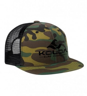 Koloa Surf Classic Mesh Back Trucker Hats in 12 Colors - Camo/Black With Black Embroidered Logo - CJ11URAY5TL