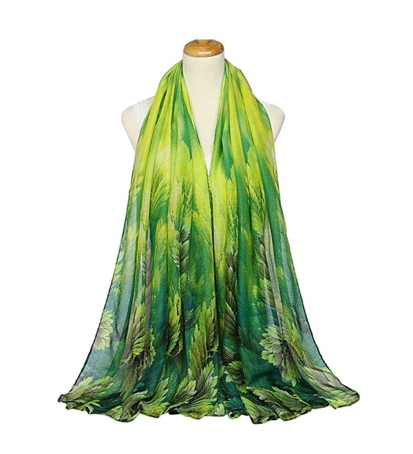 IvyFlair Women's Elegant Lightweight Tree Leaves Print Scarf Shawl Wrap - Green - CB17YL59770