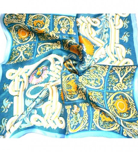 Gold Blue 100% Charmeuse Silk Scarf Bandana Headband By Silksalon A954 - CE11YWPC33X